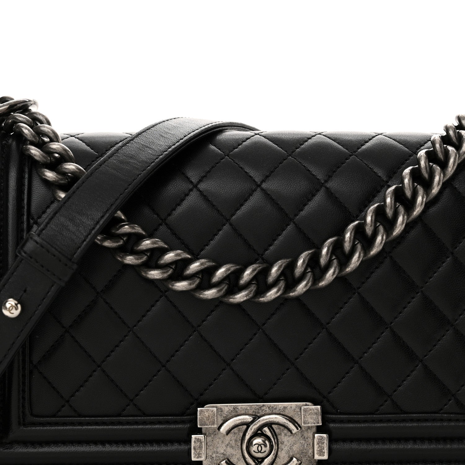 Chanel Lambskin Quilted Medium Boy Flap Black 8 of 12