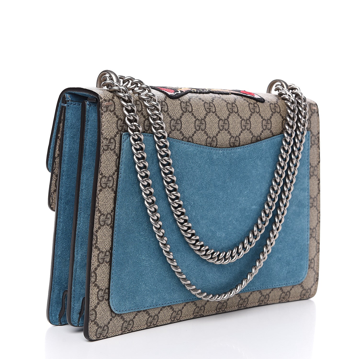 Gucci GG Supreme Monogram Angry Cat Embroidered Medium Dionysus Shoulder Bag Beige Ultramarine 2 of 10