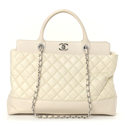 Chanel Aged Calfskin Quilted Be CC Tote Dark White 1 of 15