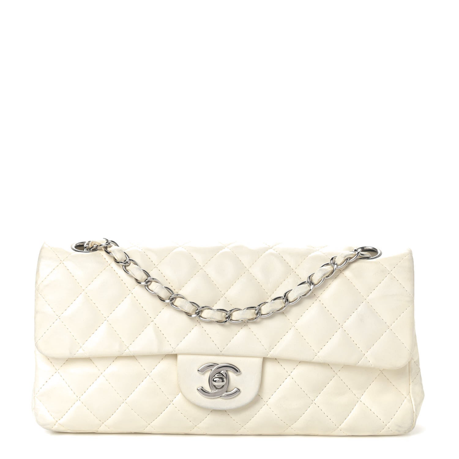 Chanel Lambskin Quilted East West Flap White 1 of 5