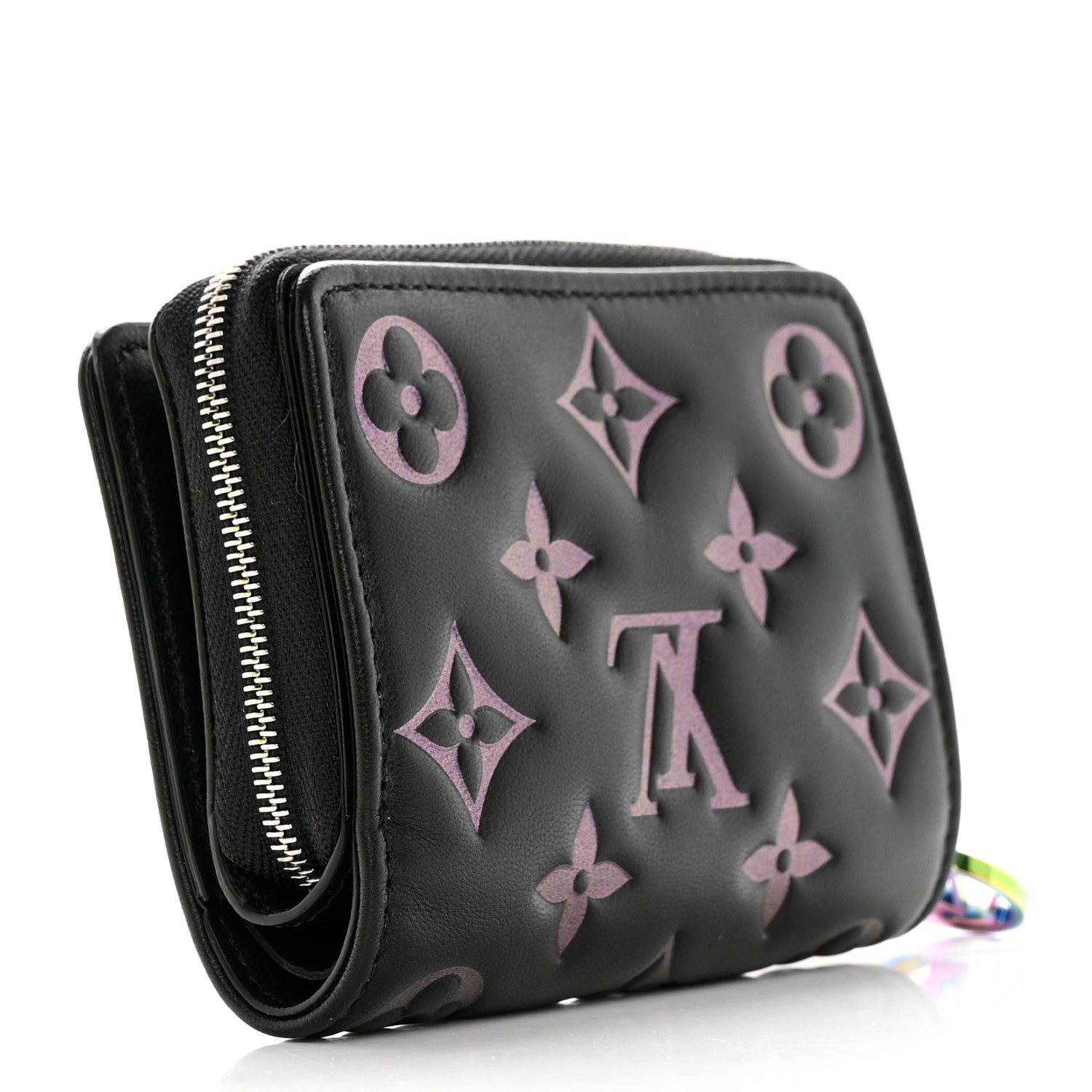 Louis Vuitton Lambskin Embossed Monogram Lou Coussin Wallet Black 3 of 10