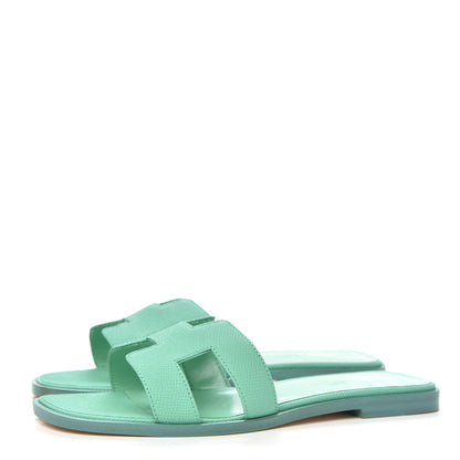 Hermes Epsom Oran Sandals 36.5 Malachite 3 of 8