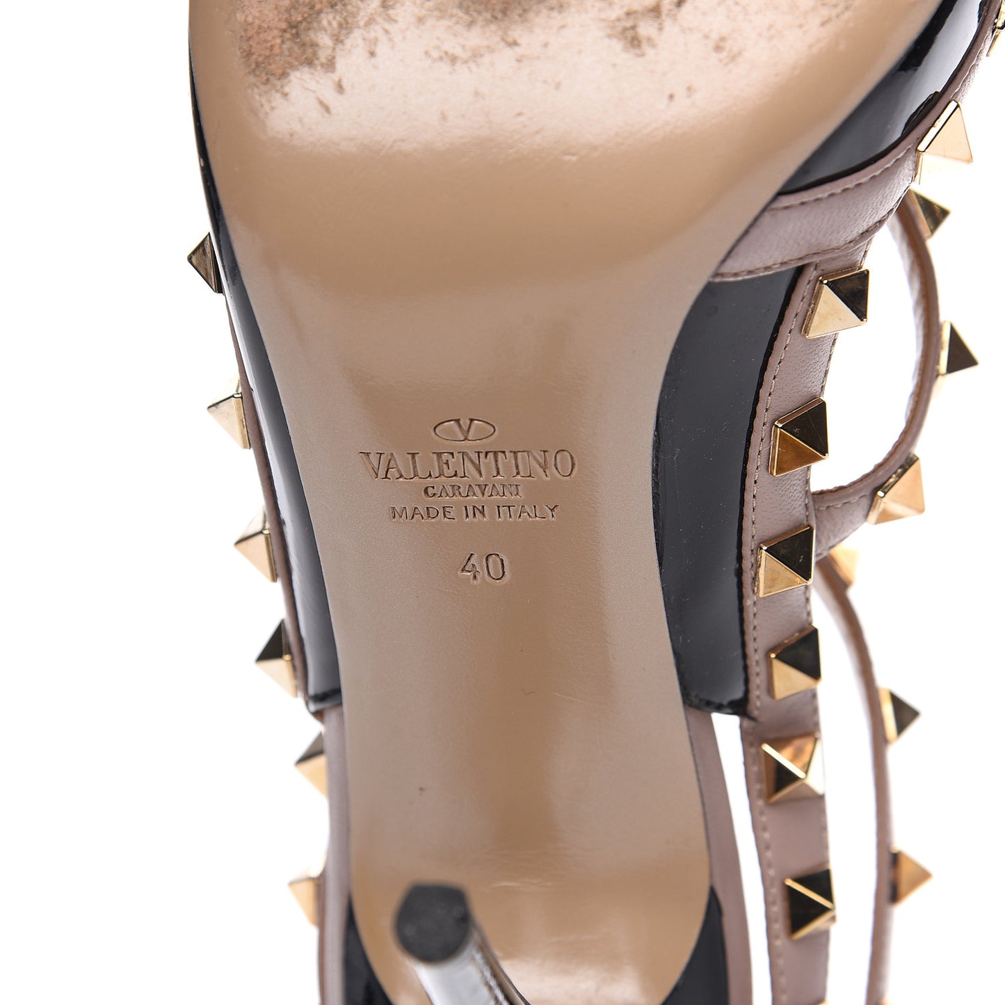 Patent Nappa Rockstud Ankle Strap 100mm Pumps 40 Black Poudre