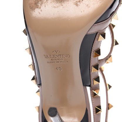 Valentino Garavani Patent Nappa Rockstud Ankle Strap 100mm Pumps 40 Black Poudre 6 of 9