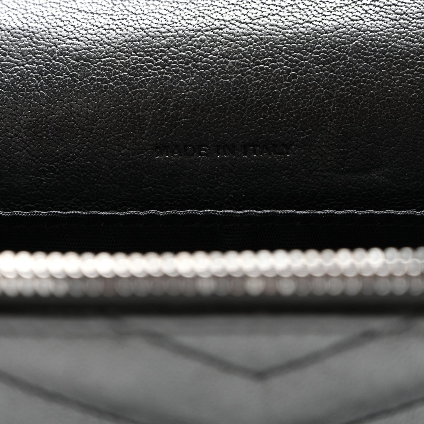 Calfskin Matelasse Chevron Monogram Envelope Chain Wallet Black