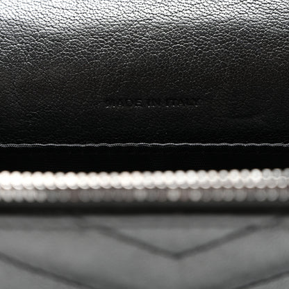 Saint Laurent Calfskin Matelasse Chevron Monogram Envelope Chain Wallet Black 7 of 11