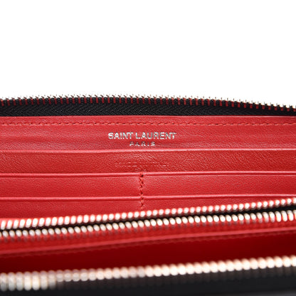 Saint Laurent Ribbed Calfskin Opium Monogram Zip Around Wallet Black 7 of 7