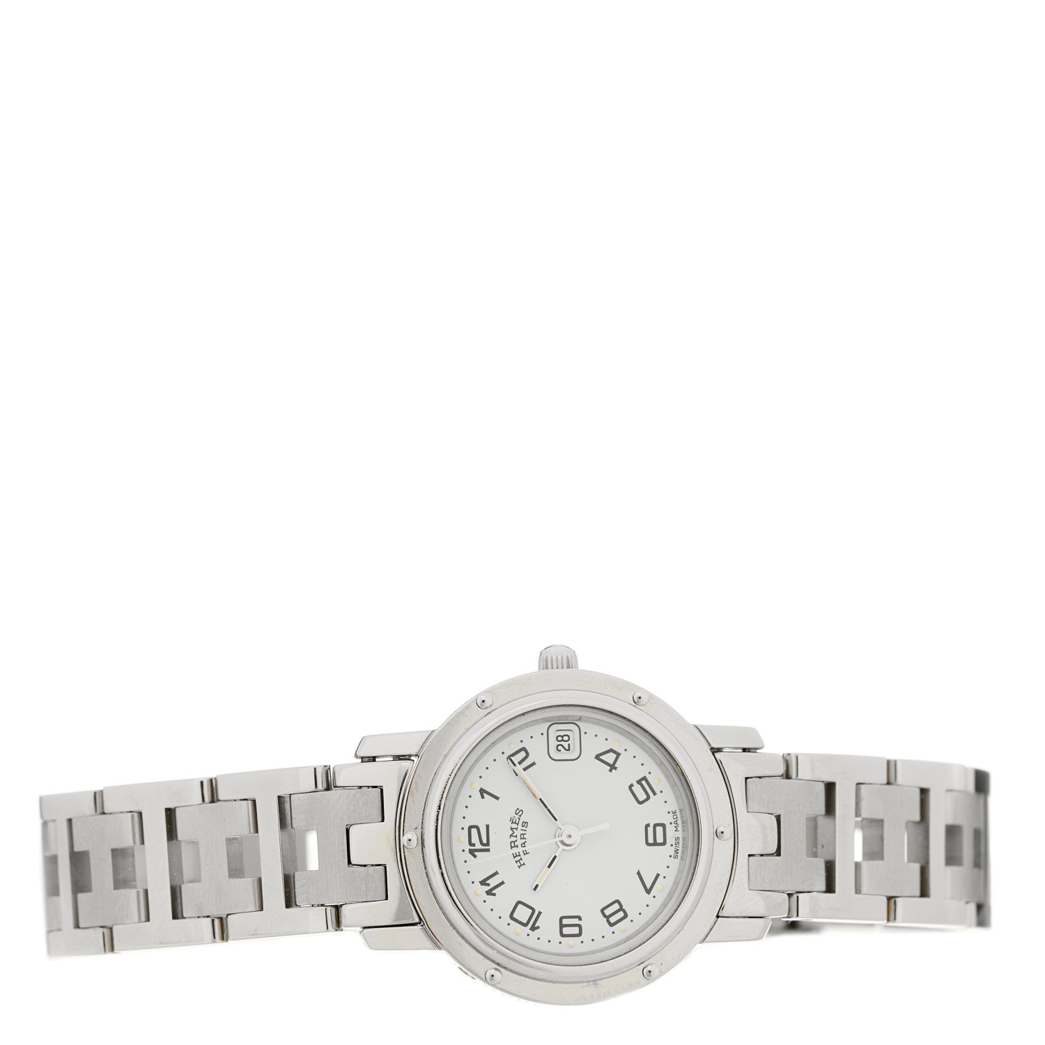 Hermes Stainless Steel 24mm Clipper Quartz Watch White 2 of 5