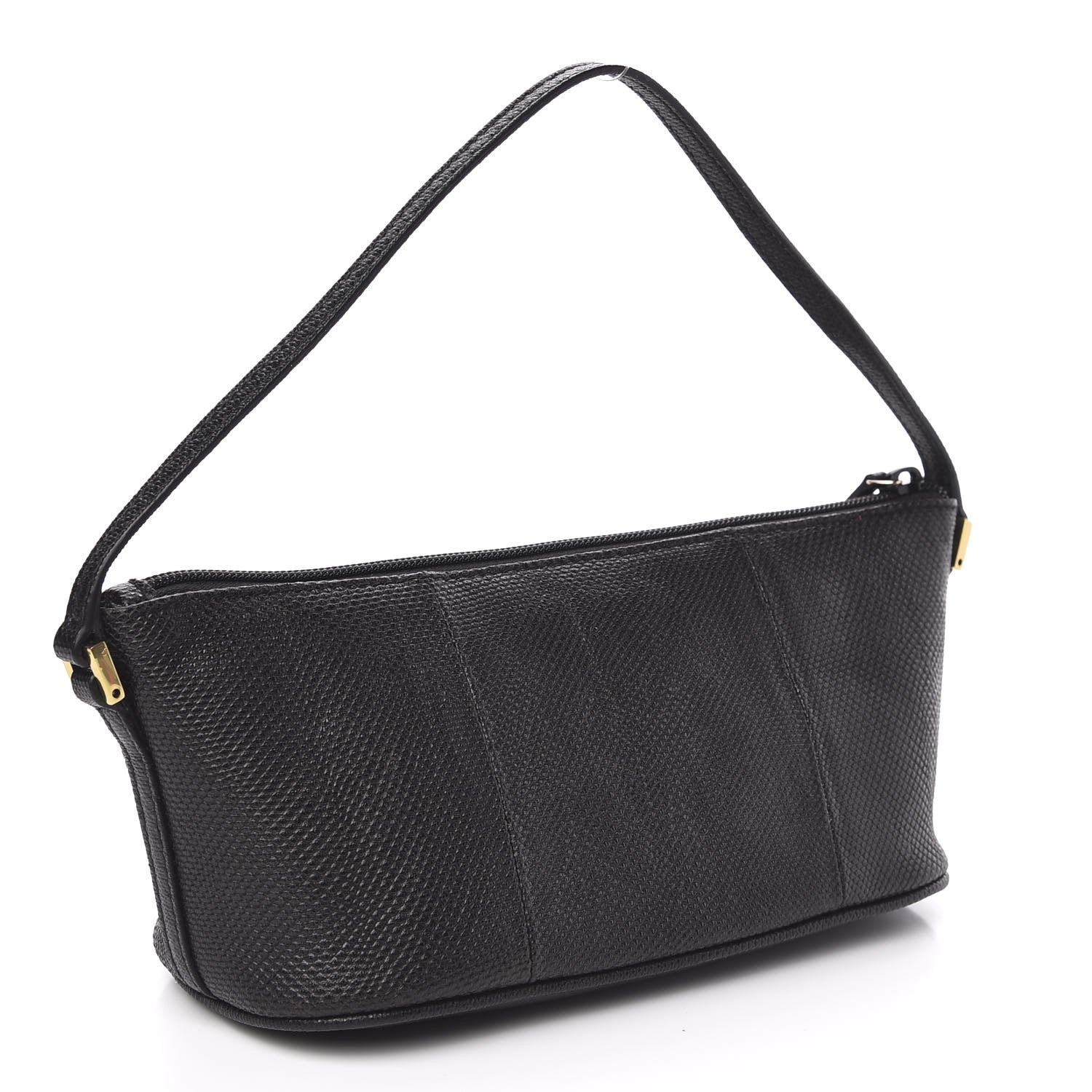 Gucci Calfskin Lizard Embossed Boat Pochette Black 3 of 10