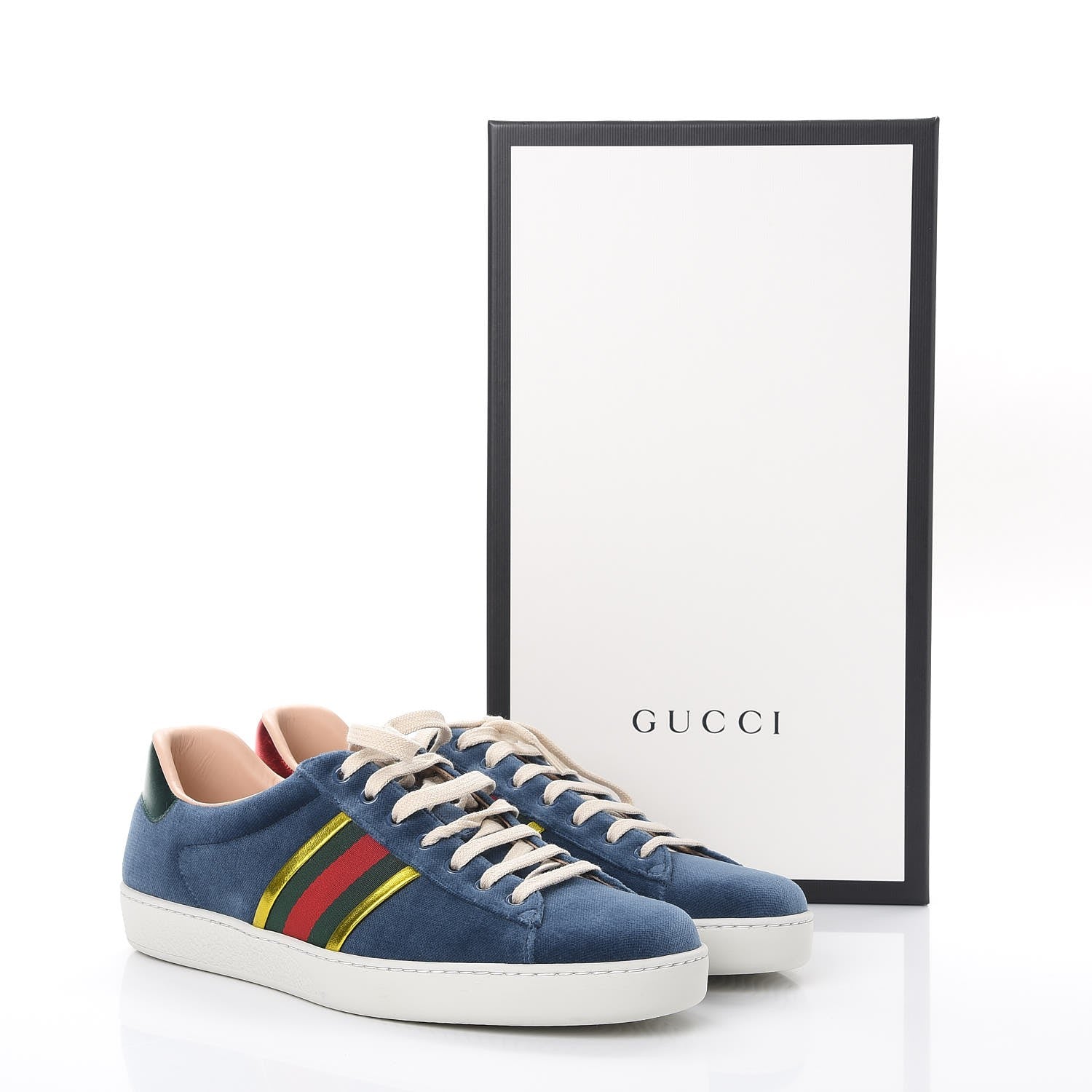 Gucci Velvet Web Mens Ace Sneakers 9 Blue 10 of 10