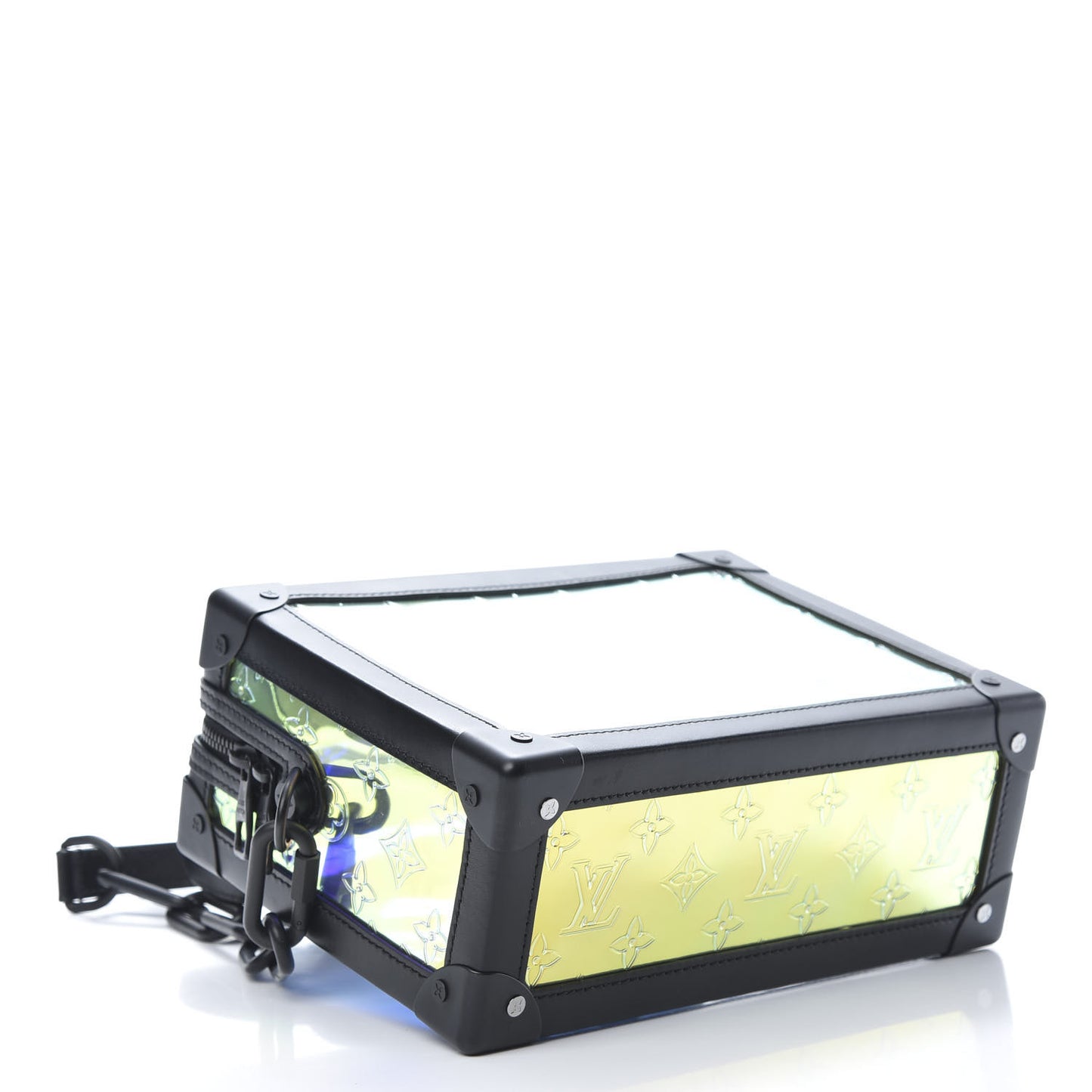 Calfskin PVC Monogram Solar Ray Soft Trunk Iridescent Prism Black