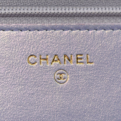Chanel Iridescent Calfskin Quilted Chanel 19 Wallet On Chain WOC Light Purple 7 of 12