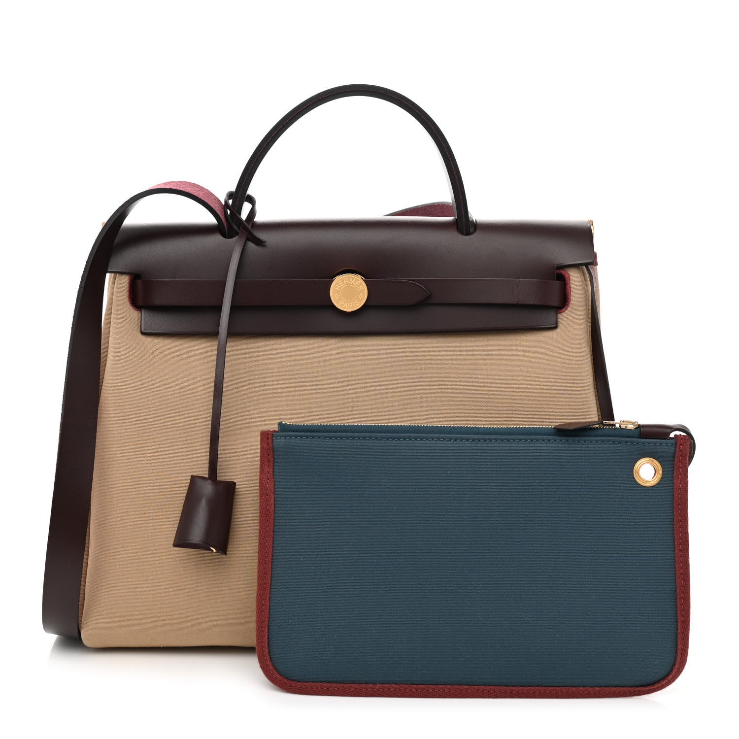 Hermes Toile Officier Vache Hunter Verso Herbag Zip PM 31 Rouge Sellier Trench Bleu Tempete 1 of 13