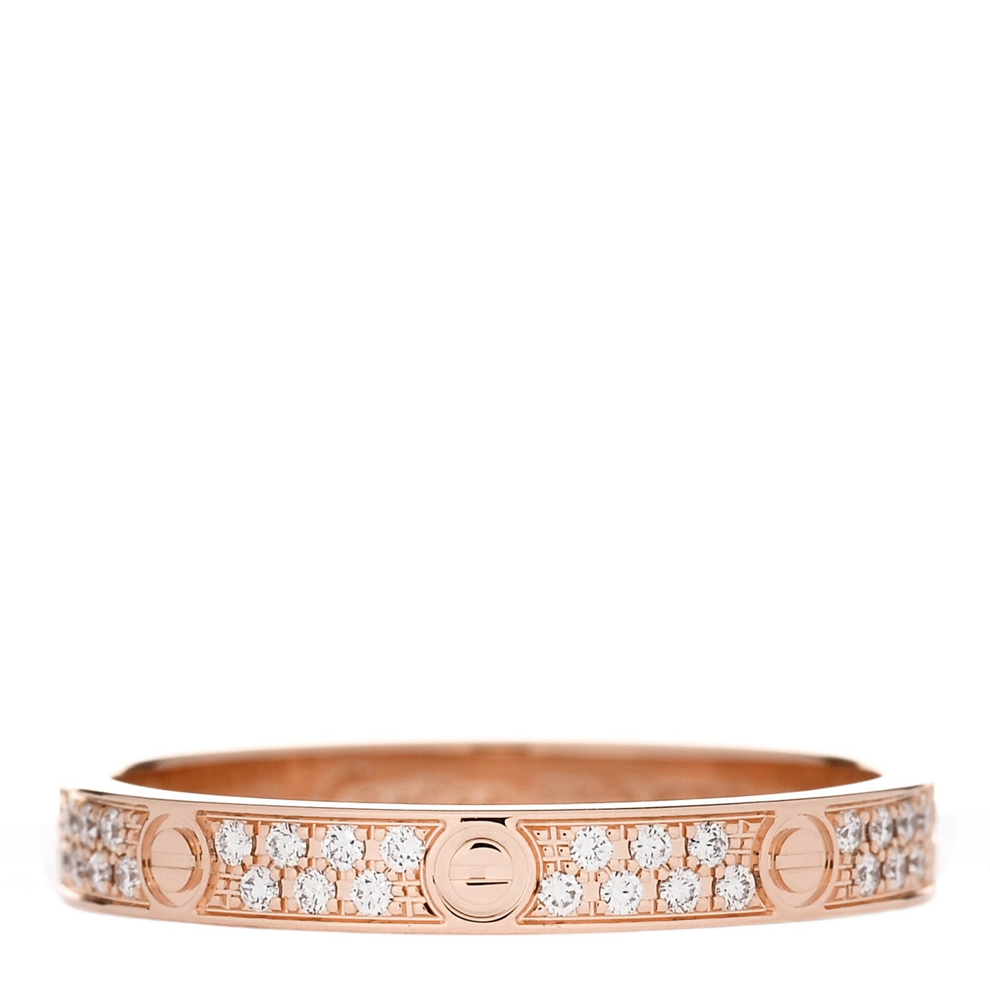 18K Pink Gold Diamond 2.6mm LOVE Paved Band Ring 50 5.25