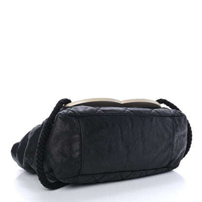 Chanel Coated Canvas Large CC Yacht Tote Black White 3 of 4
