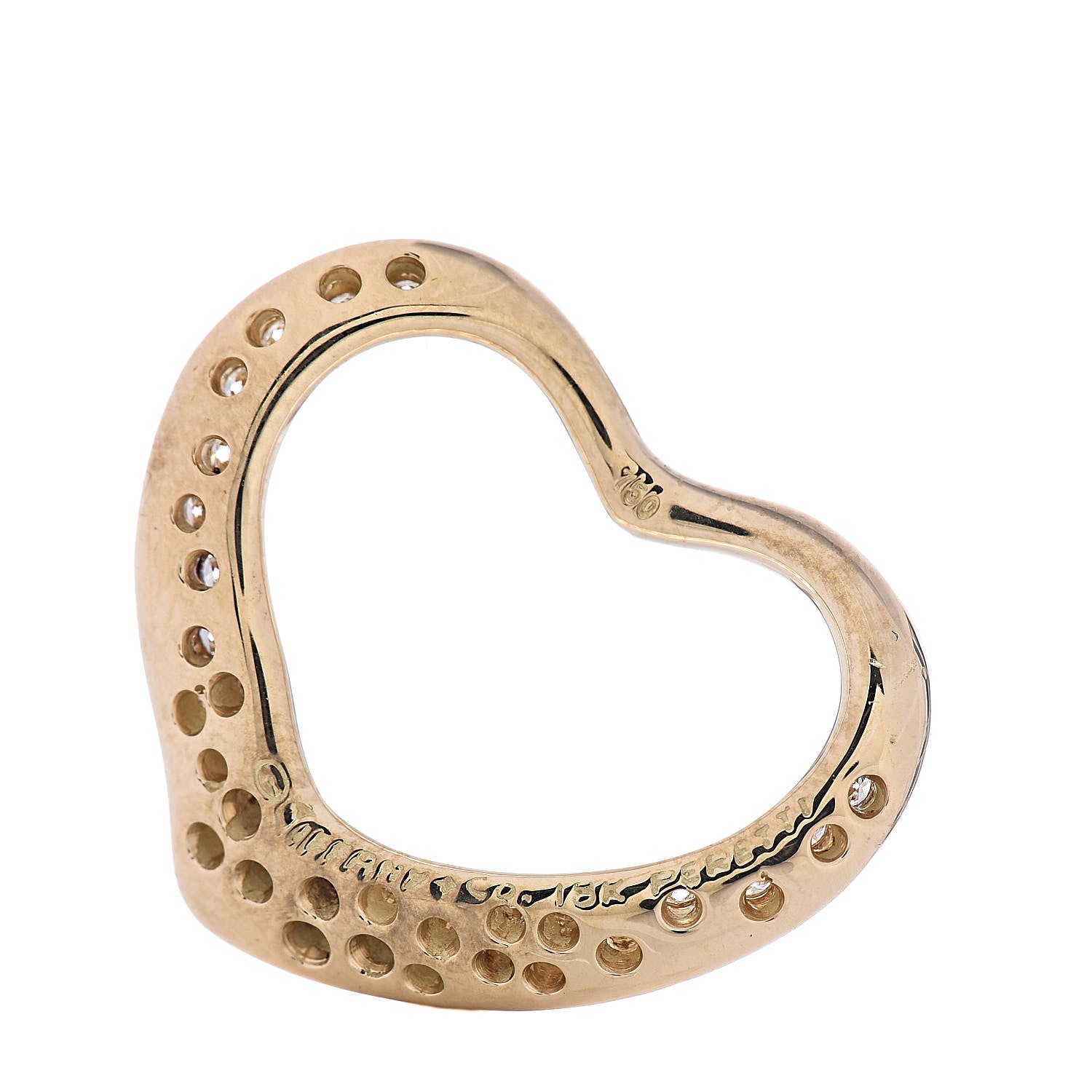 Tiffany 18K Yellow Gold Diamond Elsa Peretti Open Heart Pendant 3 of 3