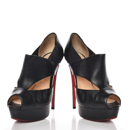 Christian Louboutin Calfskin Pitou 150 Peep Toe Platform Booties 37 Black 6 of 20