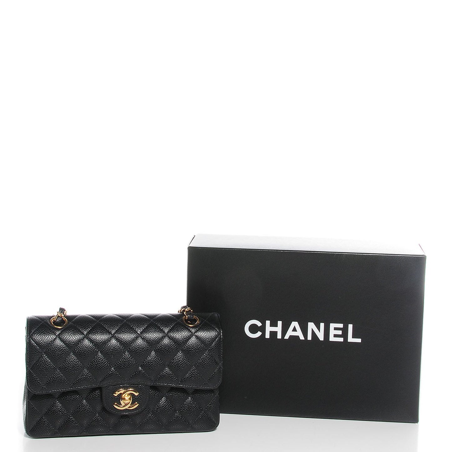 Caviar Quilted Small Double Flap Black