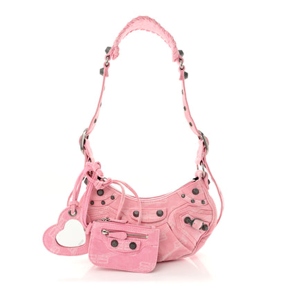 Balenciaga Denim BB Monogram Le Cagole Shoulder Bag XS Pink 3 of 13