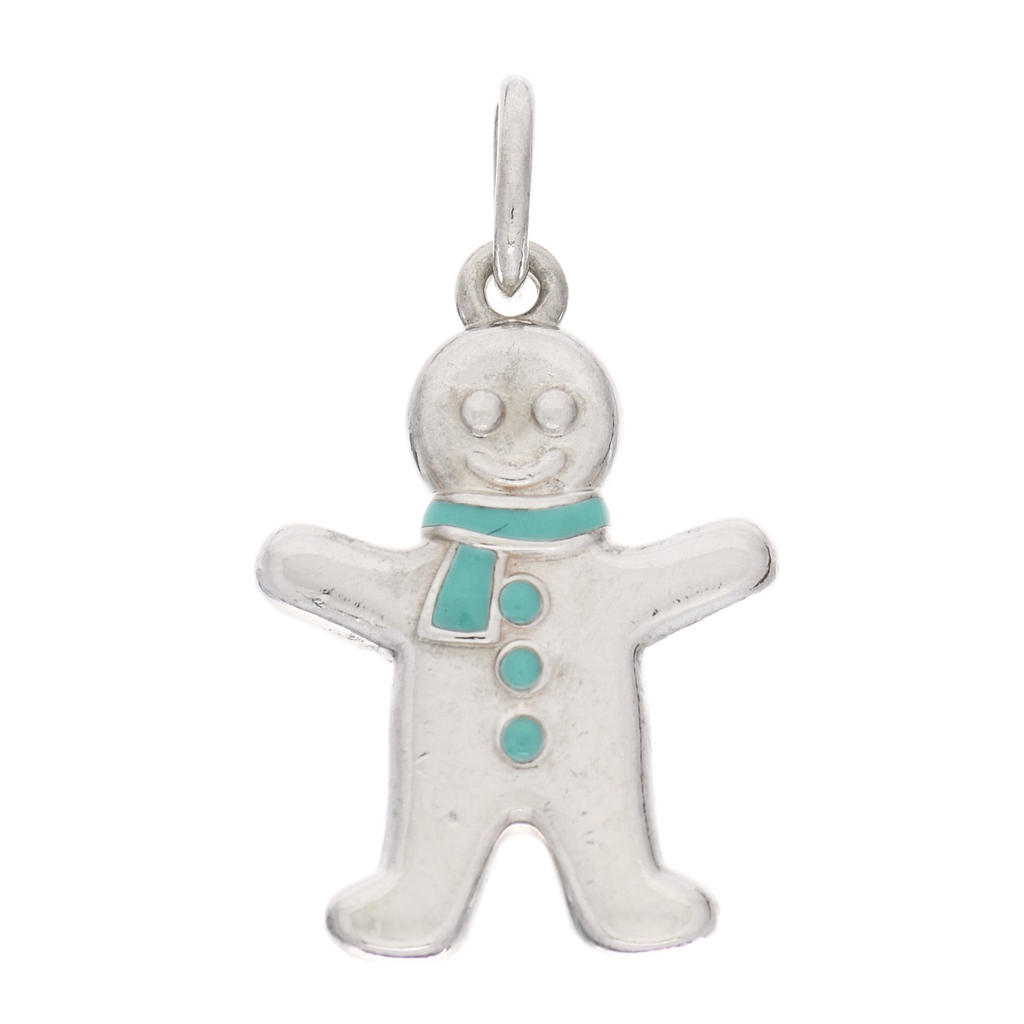 Sterling Silver Enamel Gingerbread Man Charm Blue