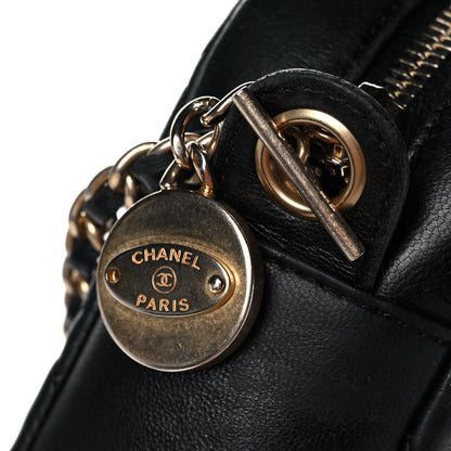 Chanel Lambskin Quilted Small Diamond CC Camera Case Black 13 of 14