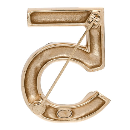 Chanel Pearl Crystal N°5 Brooch Gold 3 of 5