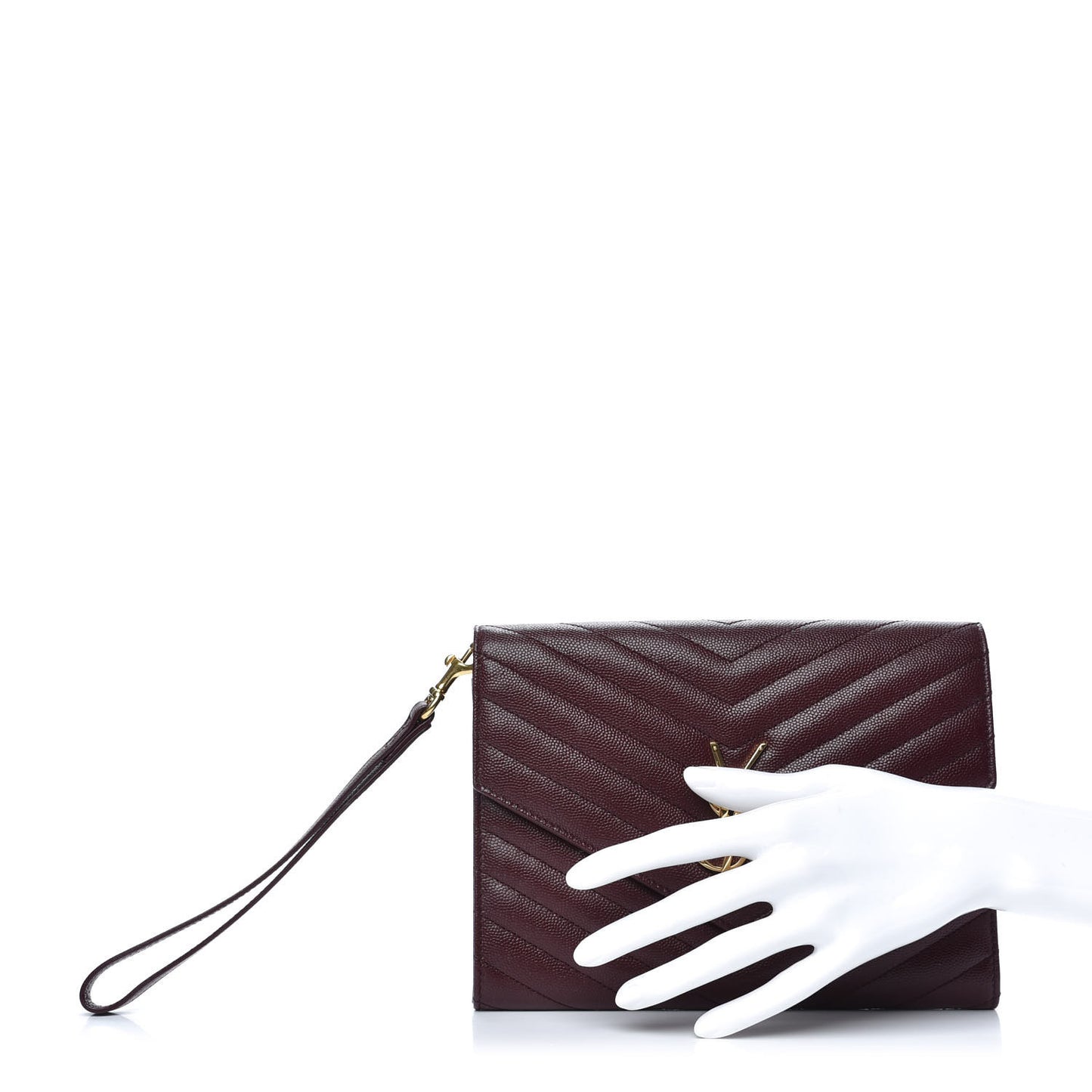 Grain De Poudre Matelasse Chevron Monogram Envelope Clutch Rouge Legion