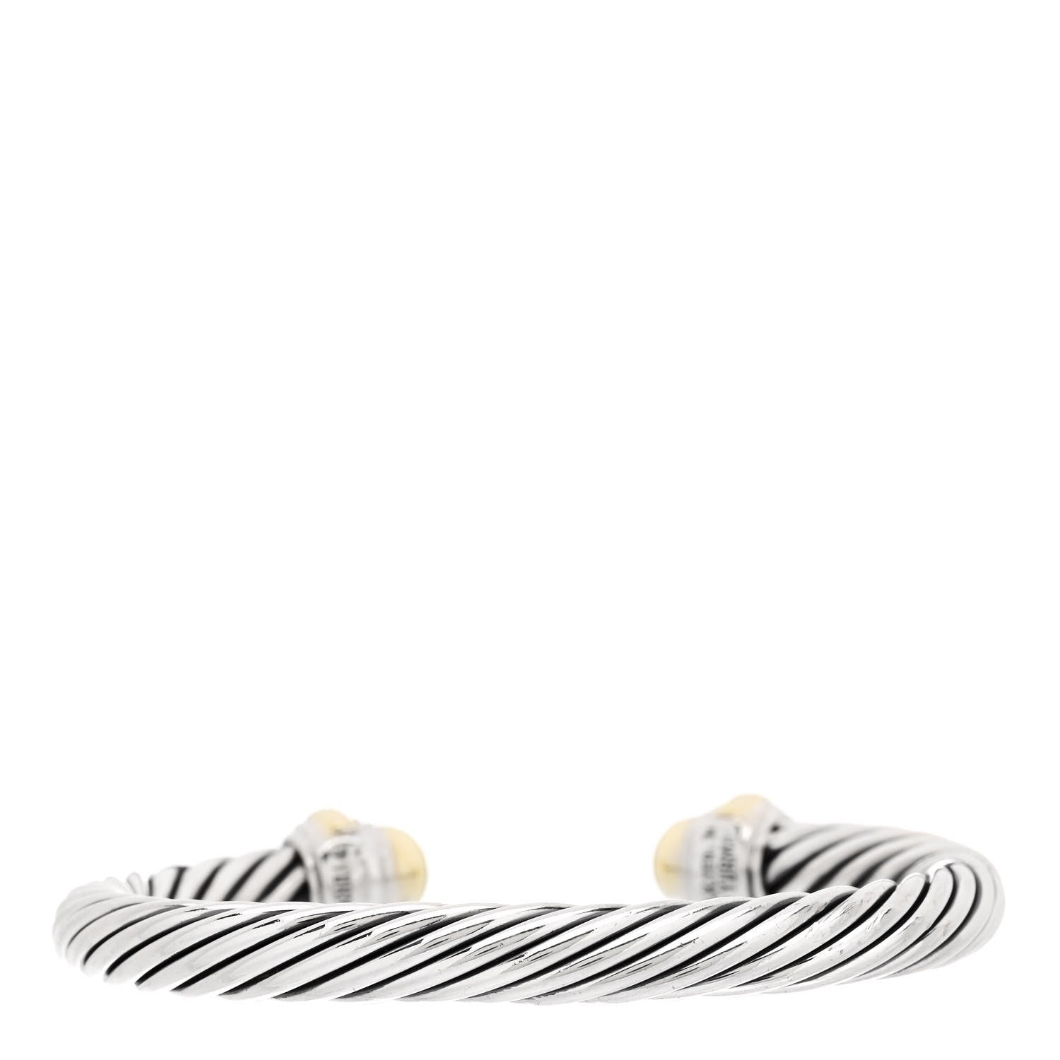 David Yurman Sterling Silver 14K Yellow Gold 7mm Cable Classics Dome Bracelet 2 of 3