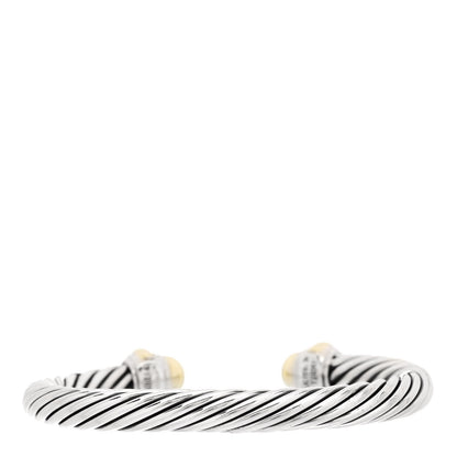 David Yurman Sterling Silver 14K Yellow Gold 7mm Cable Classics Dome Bracelet 2 of 3