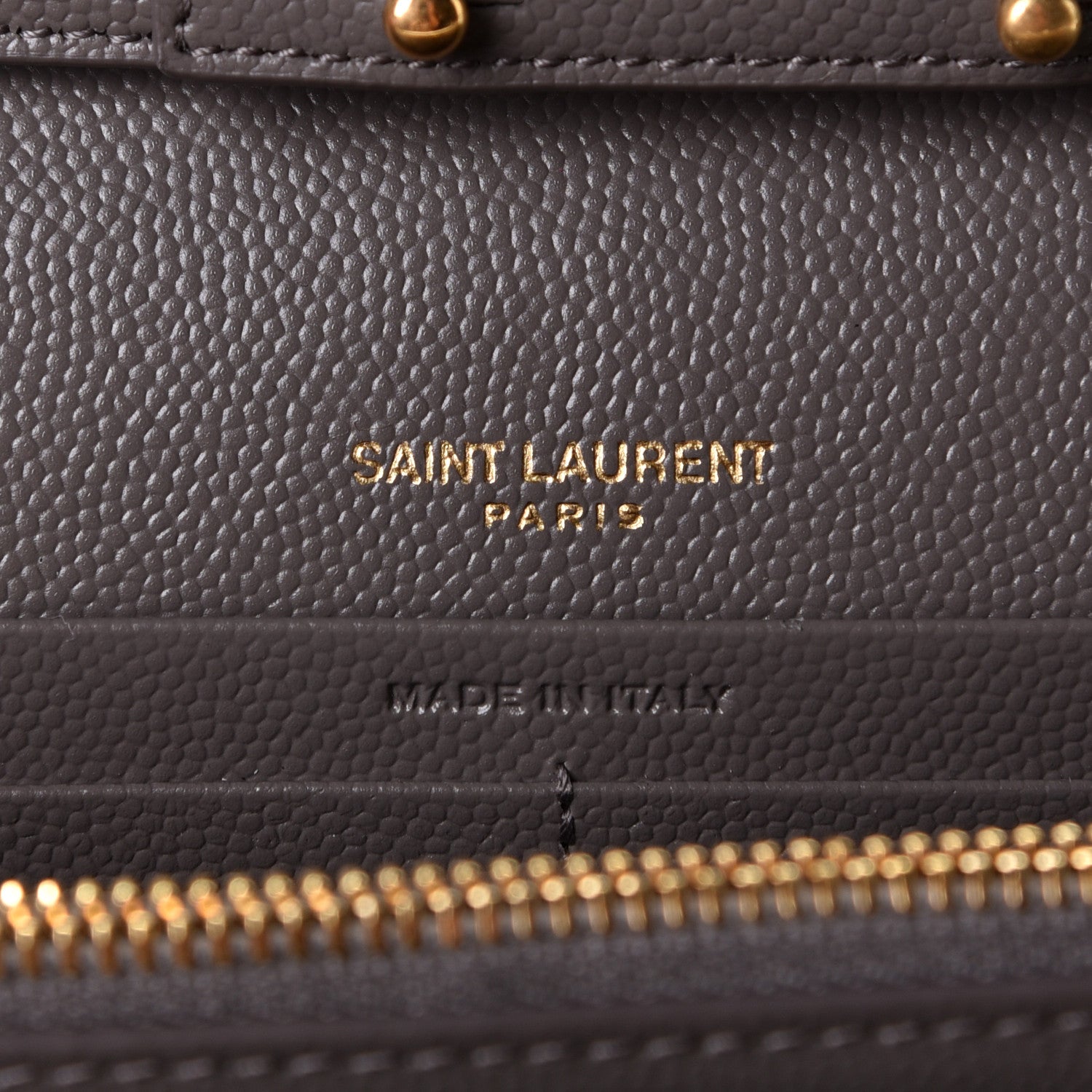Saint Laurent Grain De Poudre Matelasse Chevron Monogram Chain Wallet Fog 5 of 6