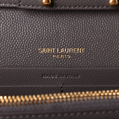 Saint Laurent Grain De Poudre Matelasse Chevron Monogram Chain Wallet Fog 5 of 6