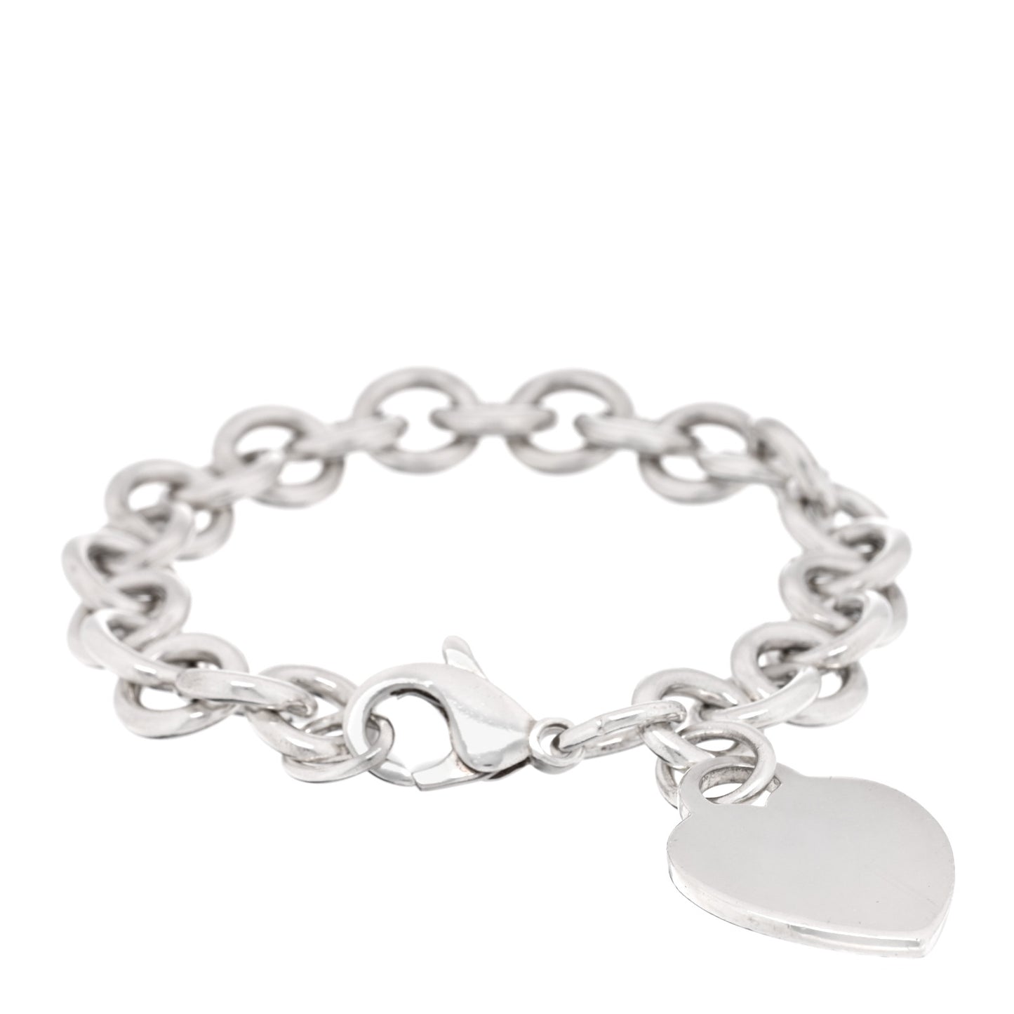 Sterling Silver Heart Tag Charm Bracelet