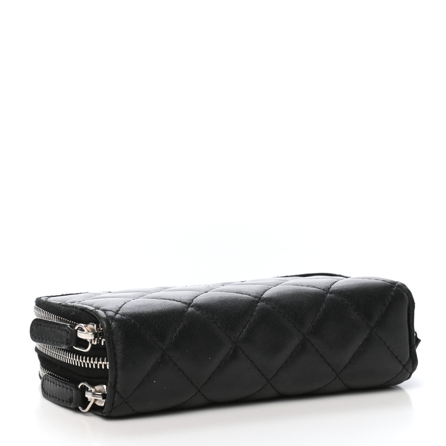 Chanel Lambskin Quilted Triple Zip Wallet Black 4 of 8