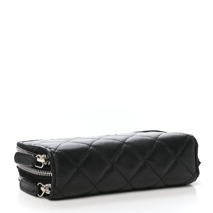 Chanel Lambskin Quilted Triple Zip Wallet Black 4 of 8