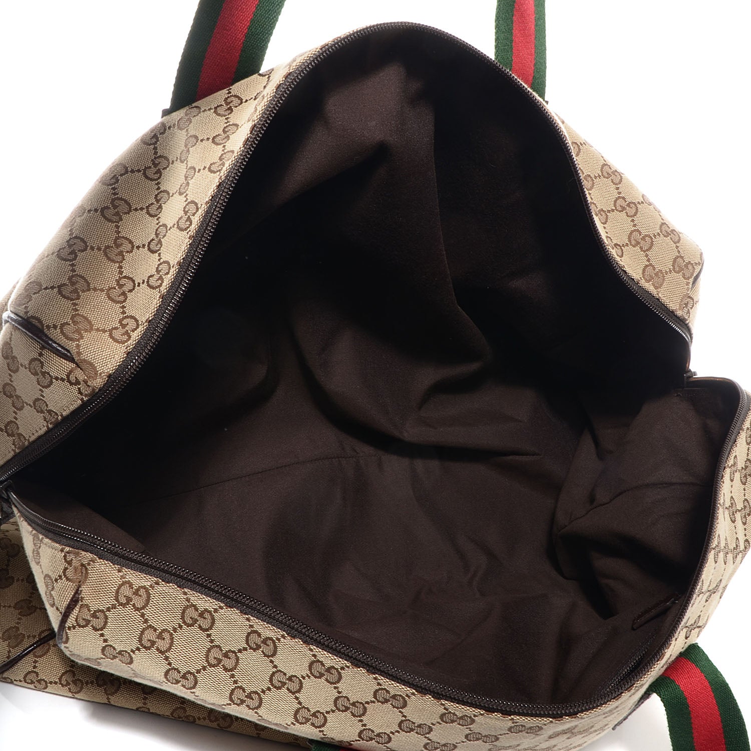 Gucci GG Monogram Web Large Collapsible Carry On Duffle Beige Brown 5 of 8