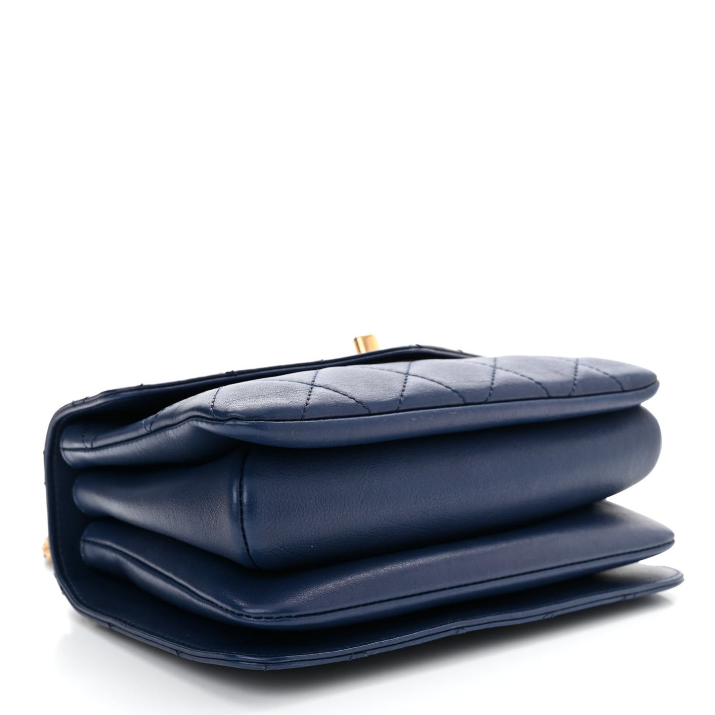 Calfskin Quilted Small Gold Top Handle Flap Blue