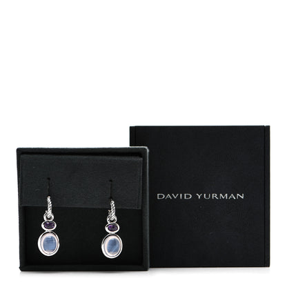 David Yurman Sterling Silver Moon Quartz Amethyst Cable Drop Earrings 6 of 6