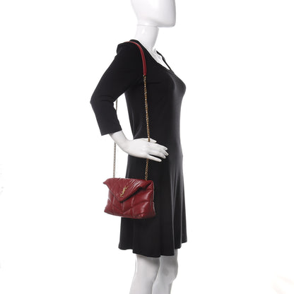 Saint Laurent Lambskin Quilted Toy Loulou Puffer Monogram Chain Satchel Red 2 of 12