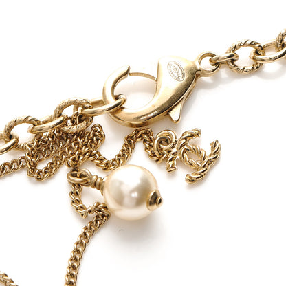 Chanel Graduated Pearl Crystal Twisted CC Long Necklace Gold 4 of 4