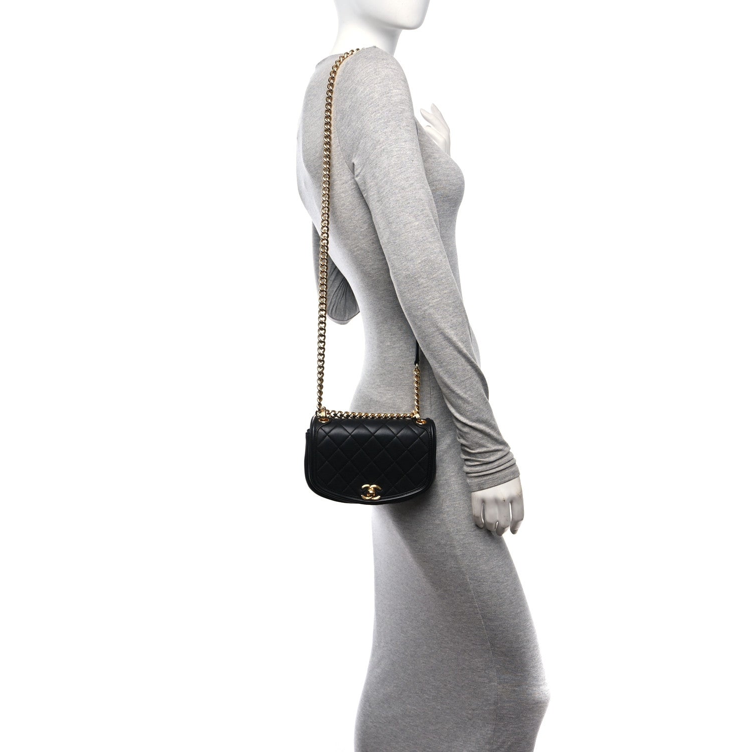 Chanel Calfskin Quilted Small Underline Flap Black 2 of 11