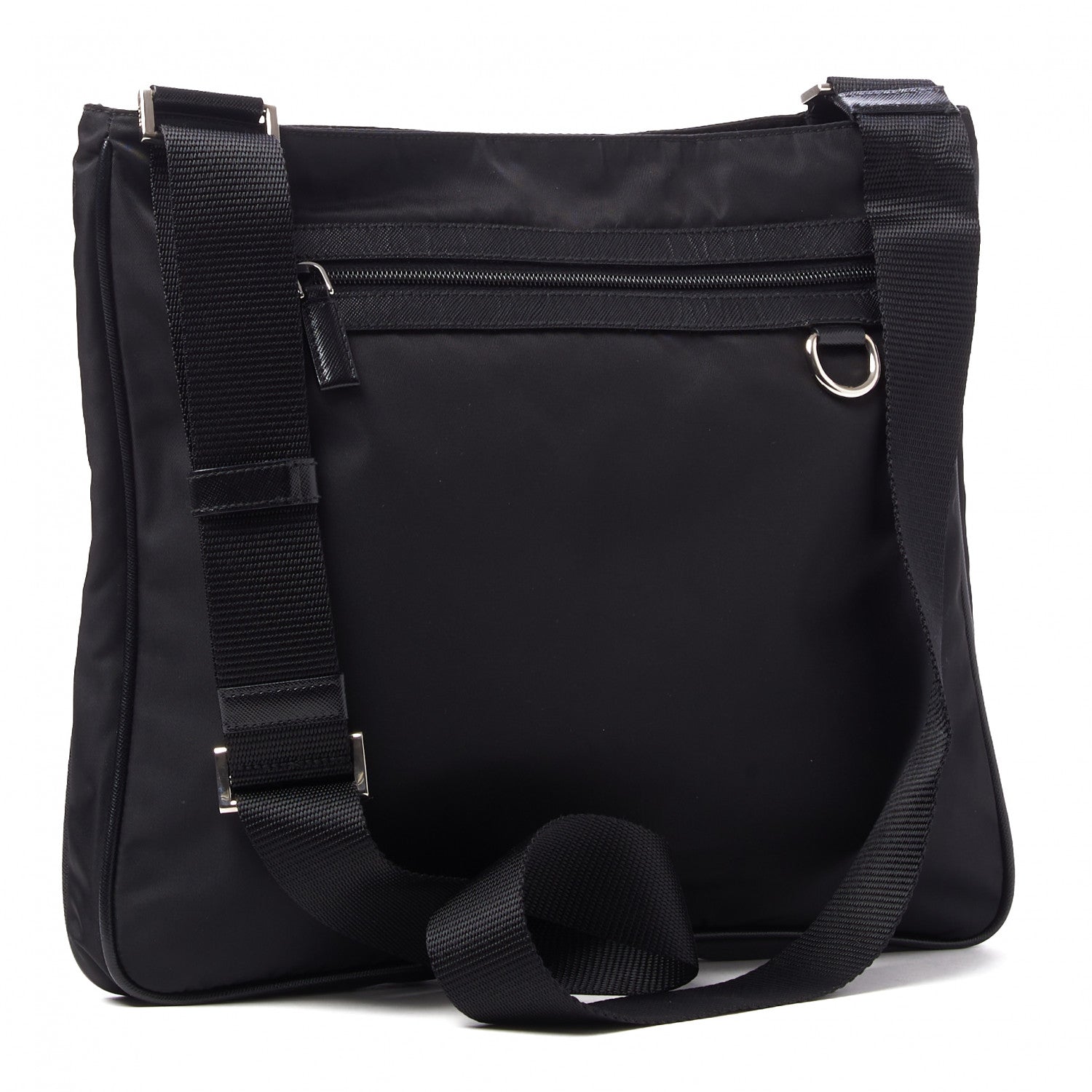 Prada Tessuto Nylon Saffiano Flat Messenger Bag Black 3 of 9
