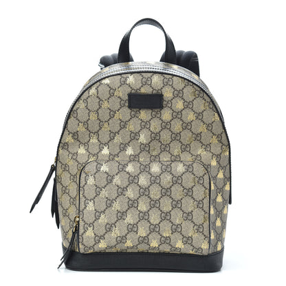 Gucci GG Supreme Monogram Bees Print Small Day Backpack Beige Oro Black 1 of 9