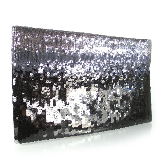 Ombre Sequin Clutch Black