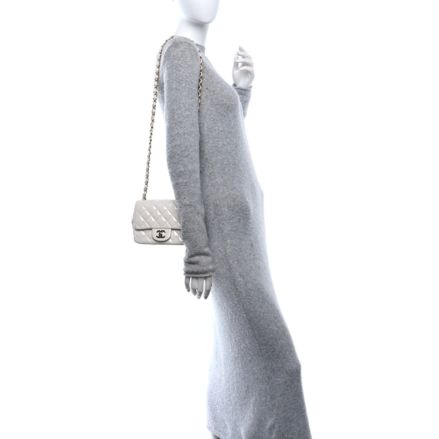 Chanel Patent Quilted Mini Square Flap White 2 of 9