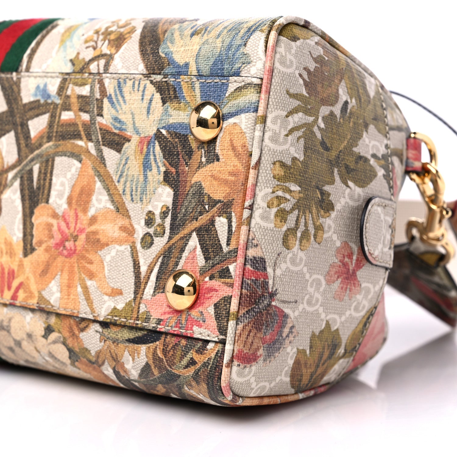 Gucci GG Supreme Monogram Water Flora Web Medium Ophidia Top Handle Bowler Bag Beige White Multicolor 9 of 9