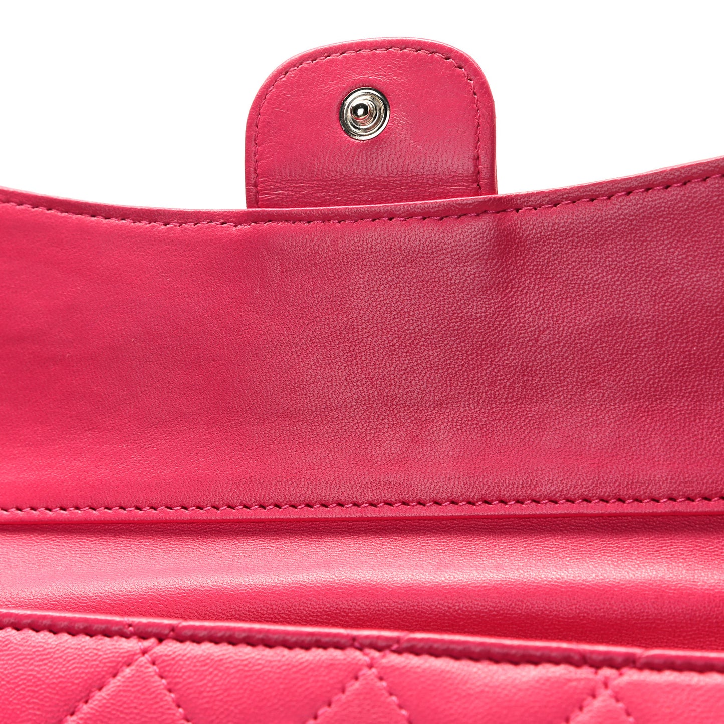 Lambskin Quilted Large Gusset Flap Wallet Fuchsia
