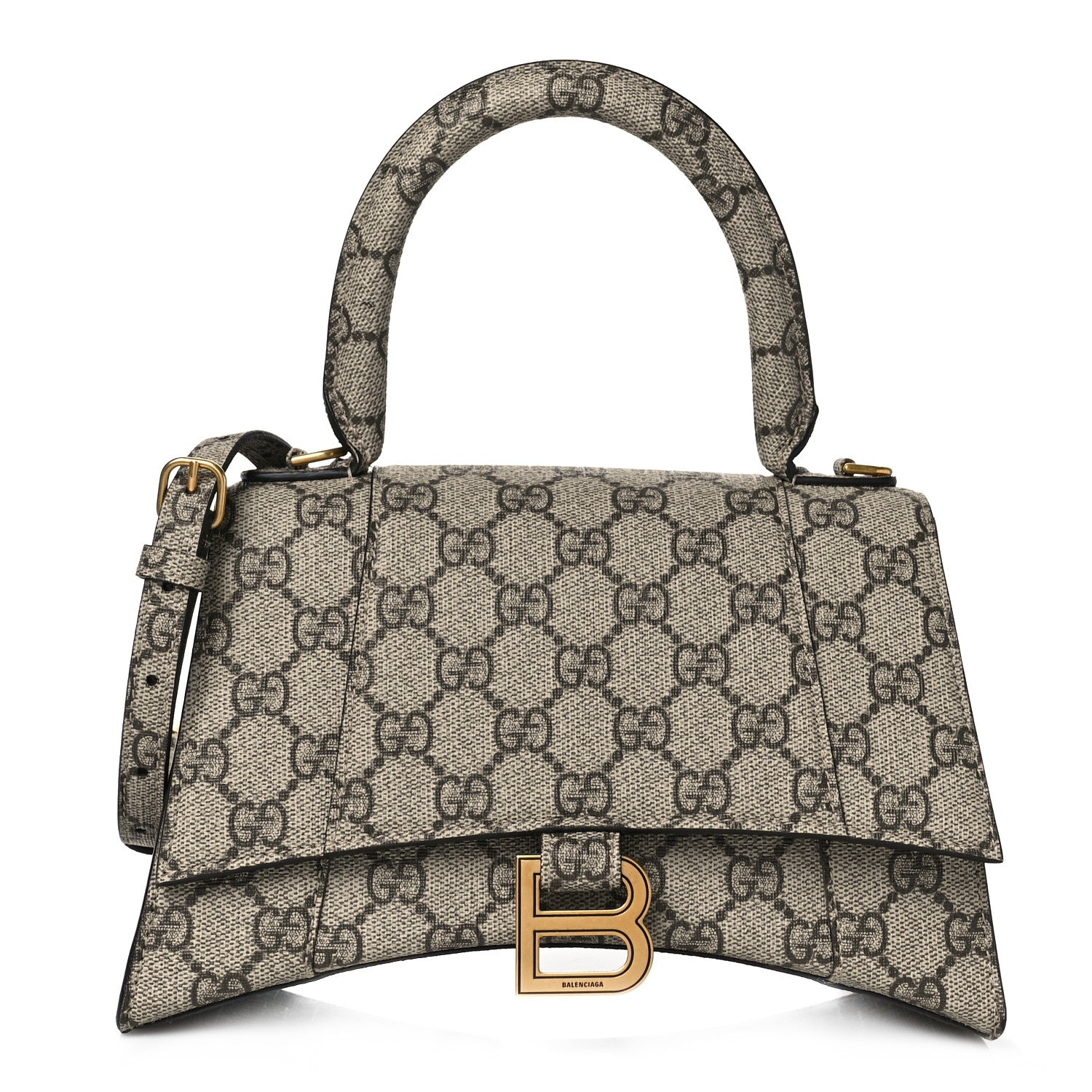Balenciaga X GUCCI GG Supreme Monogram Small Hourglass Top Handle Bag Beige Ebony 1 of 8