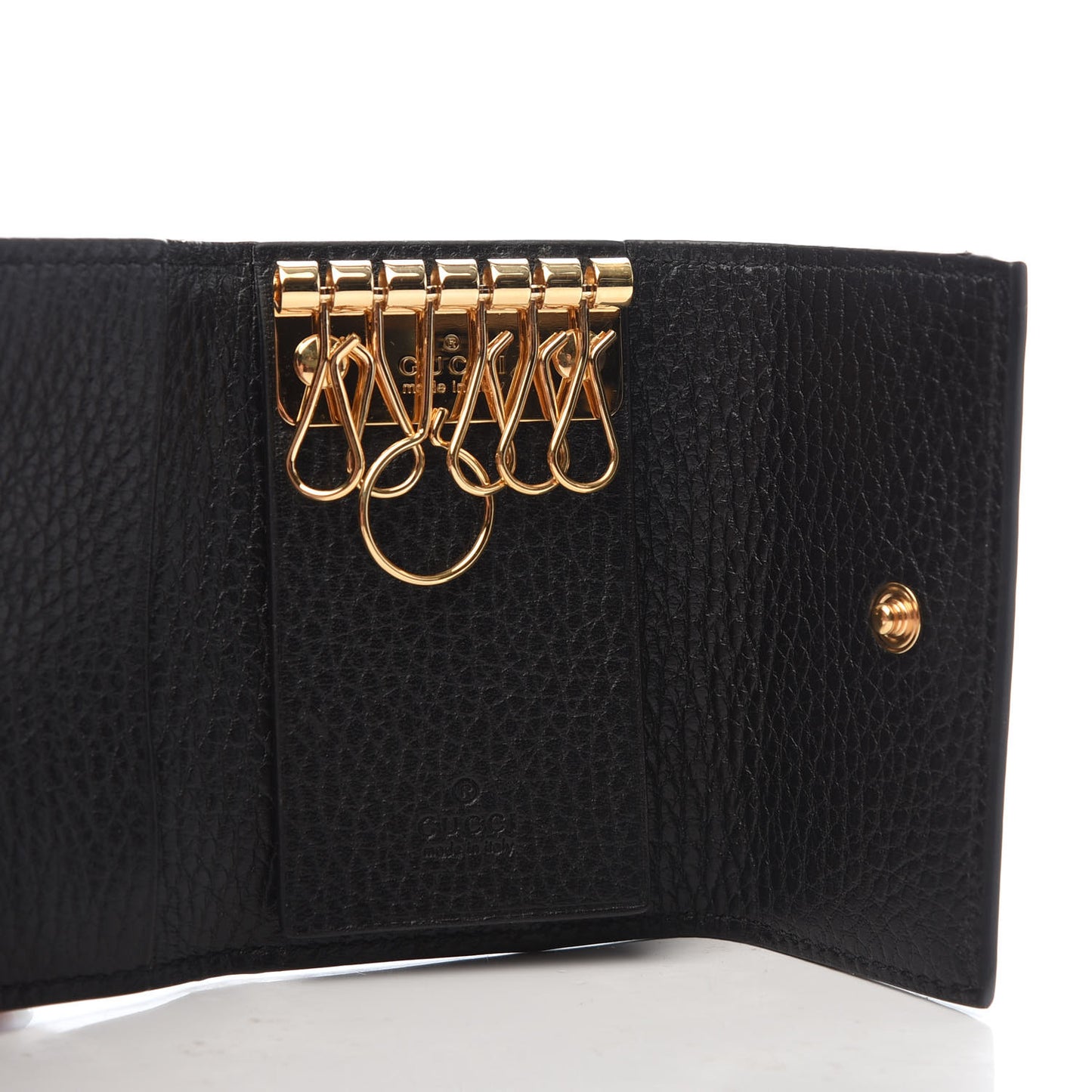 Dollar Calfskin GG Supreme Monogram GG Marmont 6 Key Holder Case Black Beige Ebony