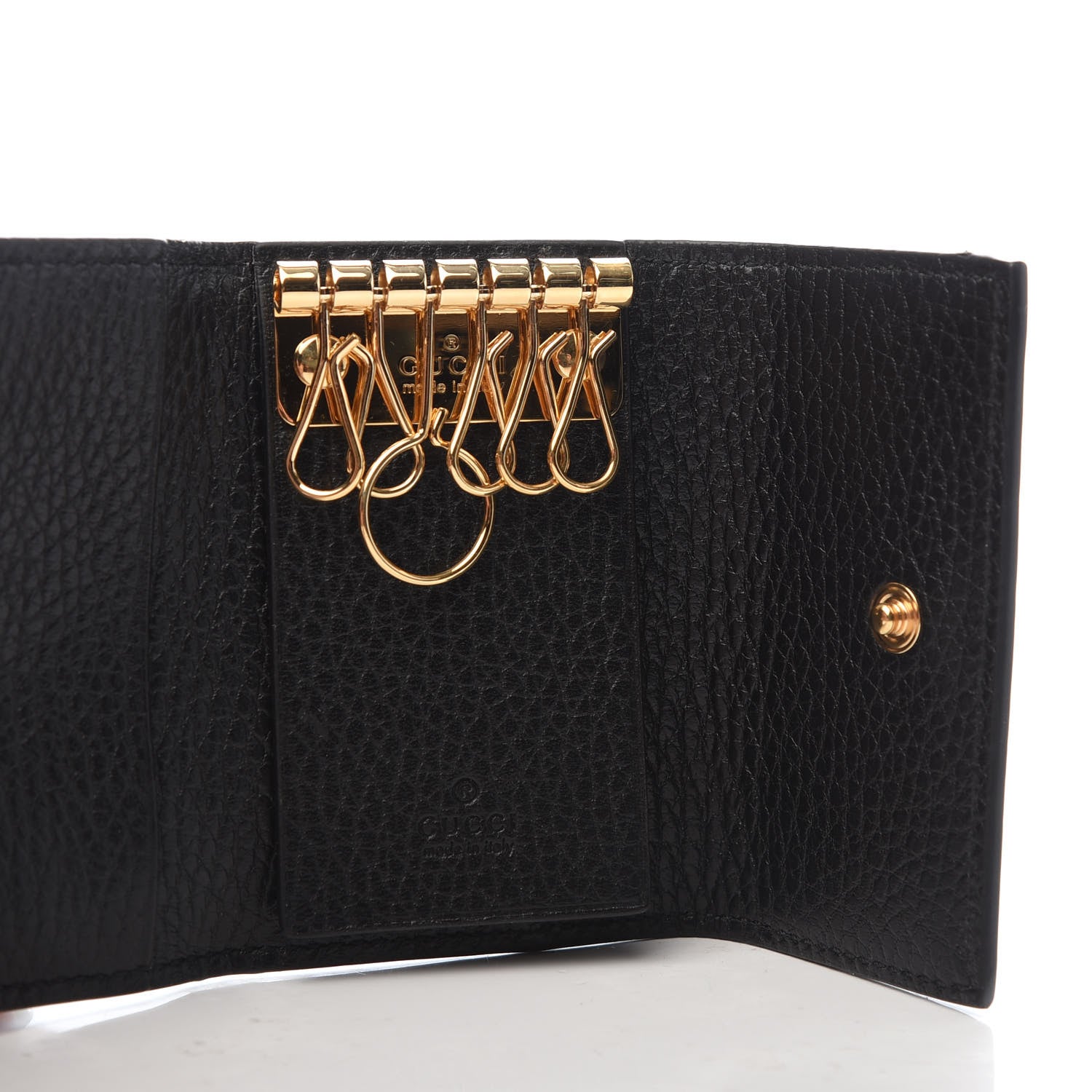 Gucci Dollar Calfskin GG Supreme Monogram GG Marmont 6 Key Holder Case Black Beige Ebony 5 of 8