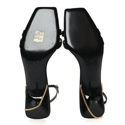 Saint Laurent Crepe Satin Ankle Strap Melody Sandals 38 Black 5 of 7